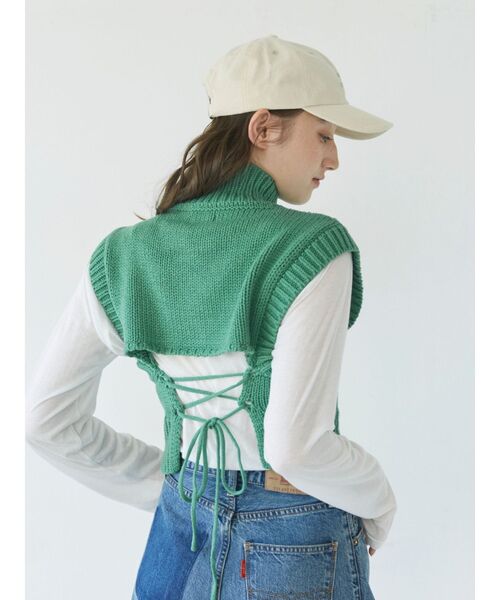 Ungrid（アングリッド）の「バックレースアップニットセットワンピース（ワンピース・レディース・ブラック/アイボリー/グリーン・FREE）」の9枚目の写真