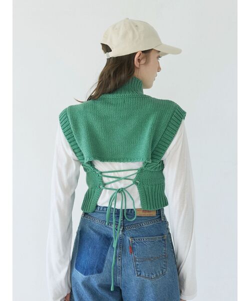 Ungrid（アングリッド）の「バックレースアップニットセットワンピース（ワンピース・レディース・ブラック/アイボリー/グリーン・FREE）」の11枚目の写真