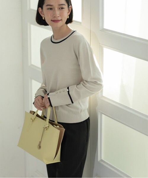 OPAQUE.CLIP（オペークドットクリップ）の「◆【2WAY】バイカラー3層ミドルトートバッグ（トートバッグ・レディース・ブラック/イエロー系4/ベージュ系その他7・00）」の17枚目の写真