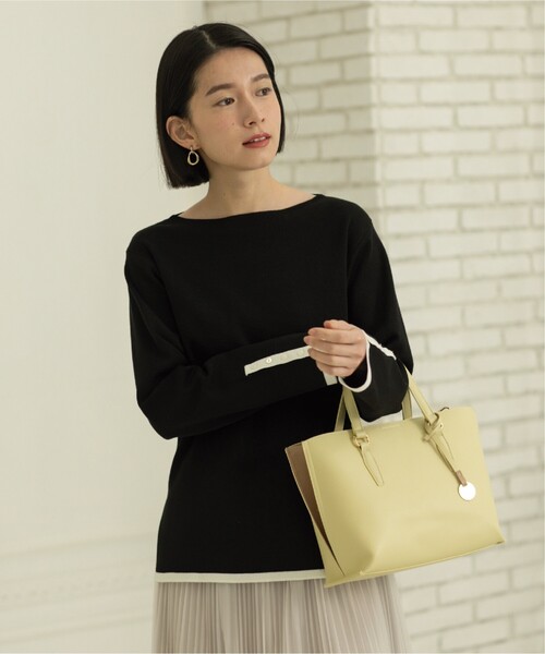 OPAQUE.CLIP（オペークドットクリップ）の「◆【2WAY】バイカラー3層ミドルトートバッグ（トートバッグ・レディース・ブラック/イエロー系4/ベージュ系その他7・00）」の18枚目の写真