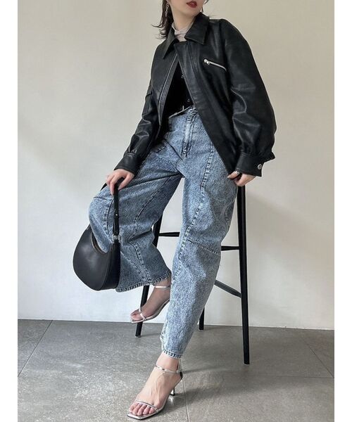 dazzlin（ダズリン）の「フェイクレザーオーバーブルゾン（ブルゾン・レディース・アイボリー/ブラック・FREE）」の5枚目の写真