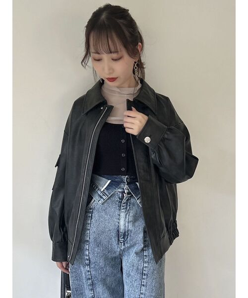 dazzlin（ダズリン）の「フェイクレザーオーバーブルゾン（ブルゾン・レディース・アイボリー/ブラック・FREE）」の8枚目の写真