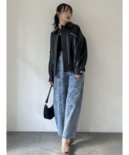 dazzlin（ダズリン）の「フェイクレザーオーバーブルゾン（ブルゾン・レディース・アイボリー/ブラック・FREE）」の10枚目の写真