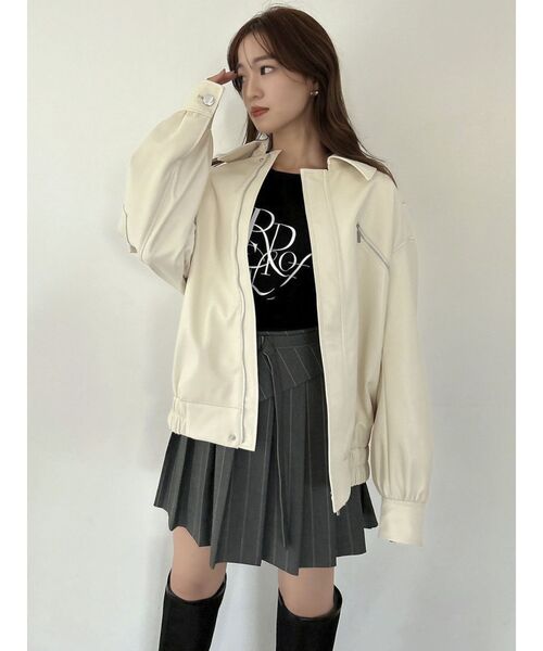 dazzlin（ダズリン）の「フェイクレザーオーバーブルゾン（ブルゾン・レディース・アイボリー/ブラック・FREE）」の12枚目の写真