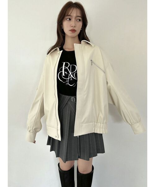 dazzlin（ダズリン）の「フェイクレザーオーバーブルゾン（ブルゾン・レディース・アイボリー/ブラック・FREE）」の13枚目の写真