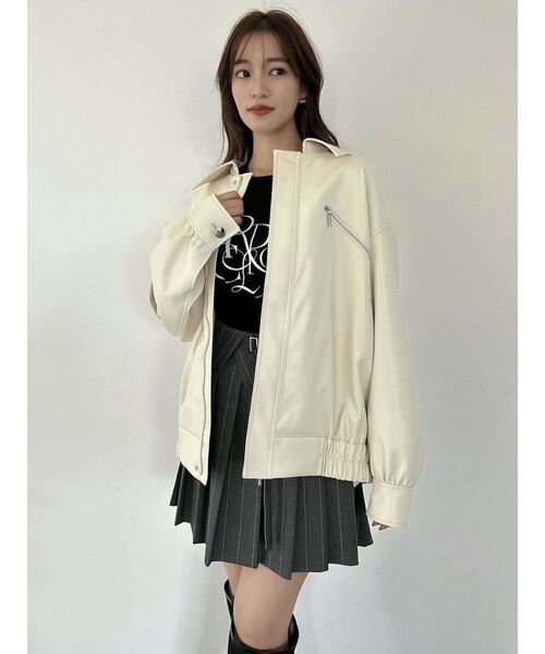 dazzlin（ダズリン）の「フェイクレザーオーバーブルゾン（ブルゾン・レディース・アイボリー/ブラック・FREE）」の14枚目の写真