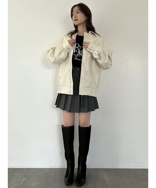 dazzlin（ダズリン）の「フェイクレザーオーバーブルゾン（ブルゾン・レディース・アイボリー/ブラック・FREE）」の15枚目の写真