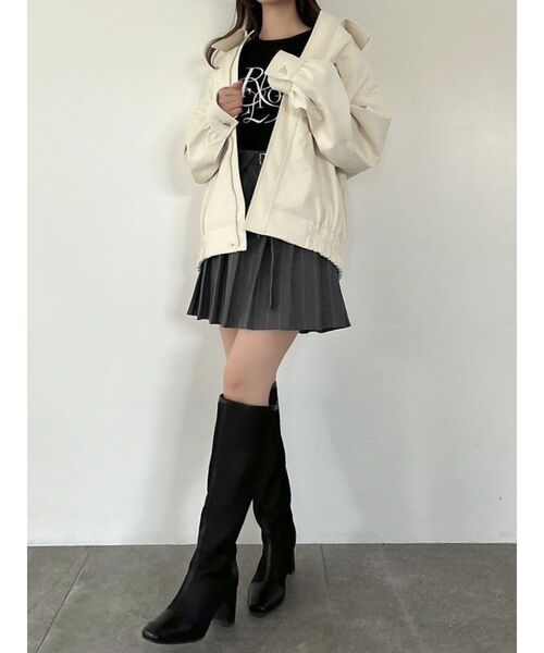 dazzlin（ダズリン）の「フェイクレザーオーバーブルゾン（ブルゾン・レディース・アイボリー/ブラック・FREE）」の16枚目の写真