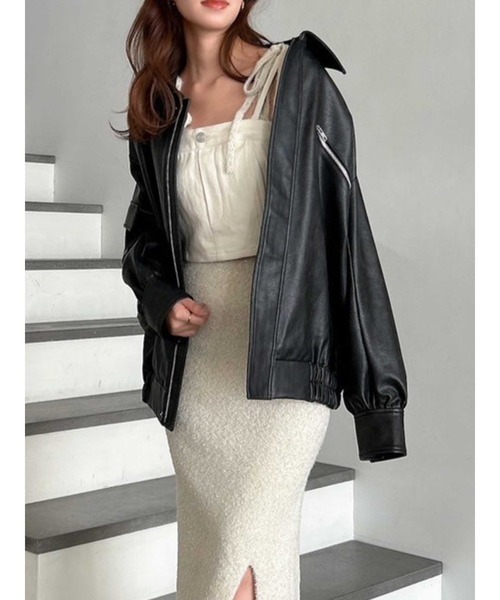 dazzlin（ダズリン）の「フェイクレザーオーバーブルゾン（ブルゾン・レディース・アイボリー/ブラック・FREE）」の18枚目の写真