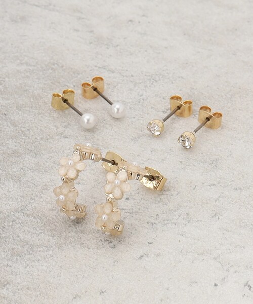 SHOO・LA・RUE(シューラルー)の「◆【6点セット】フラワーフープピアス(ピアス(両耳用)・レディース・ピンクゴールド/シルバー/ゴールド・00)」の1枚目の写真