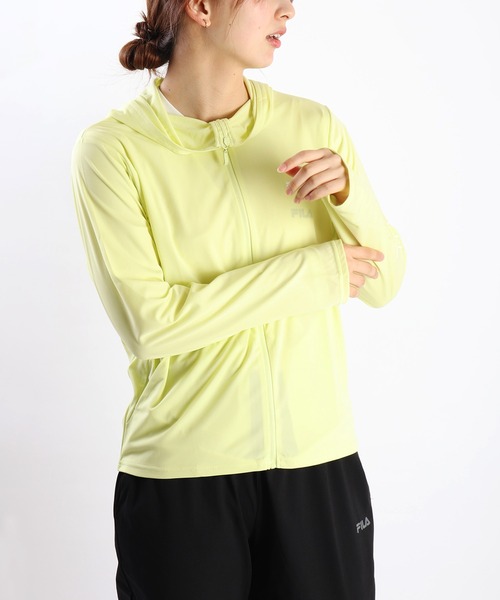 No.867 FILA スモーキーYELLOWのプリーツ☆新品☆XL☆ セール】FILA 接触冷感 軽量スムース 長袖 ジップパーカー 薄手