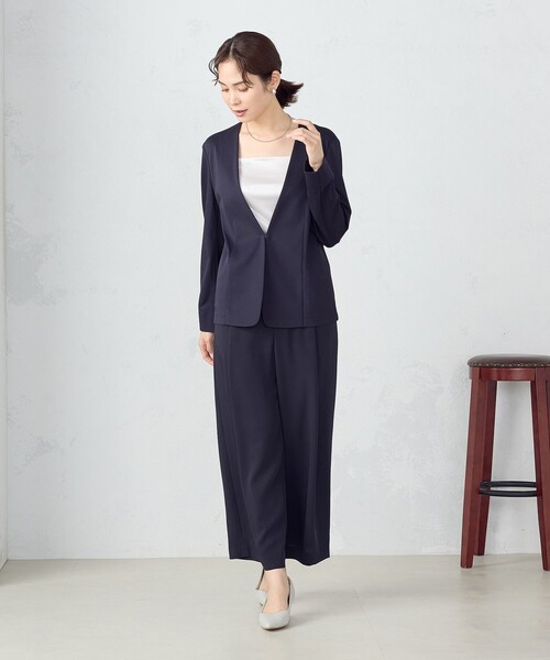 COMME CA ISM(コムサイズム)の「【 ウォッシャブル ストレッチ 】鹿の子 ノーカラー ジャケット(ノーカラージャケット・レディース・ライトグレー/ネイビー・X-SMALL/SMALL/MEDIUM/LARGE/X-LARGE)」の14枚目の写真
