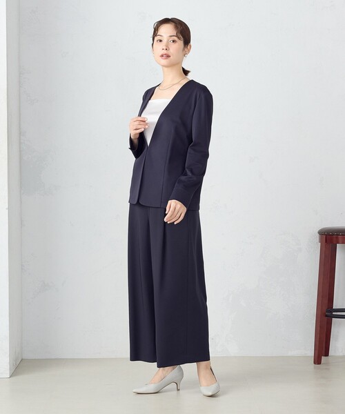 COMME CA ISM(コムサイズム)の「【 ウォッシャブル ストレッチ 】鹿の子 ノーカラー ジャケット(ノーカラージャケット・レディース・ライトグレー/ネイビー・X-SMALL/SMALL/MEDIUM/LARGE/X-LARGE)」の15枚目の写真