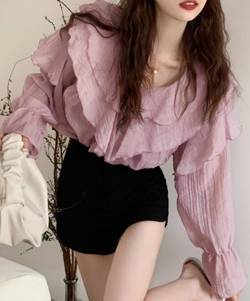 美品☆ビアズリー 麻 Vネックプルオーバー ブラウス ゆったり 美品☆ビアズリー 麻 Vネックプルオーバー ブラウス ゆったり