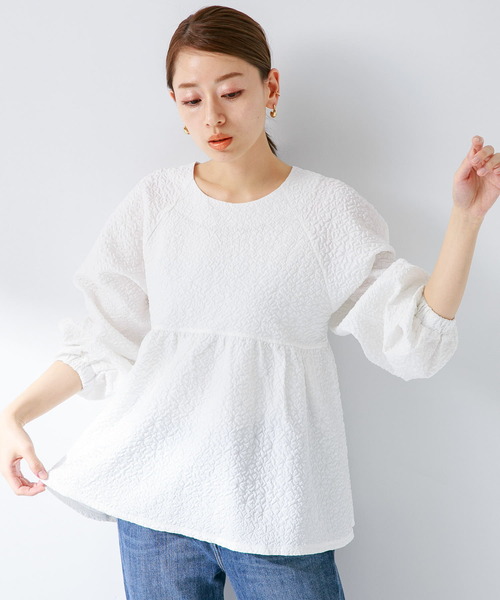 URBAN RESEARCH Sonny Label（アーバンリサーチサニーレーベル）の「ふくれジャガードペプラムブラウス（シャツ/ブラウス・レディース・ブラック/オフホワイト/ベージュ・FREE）」の7枚目の写真