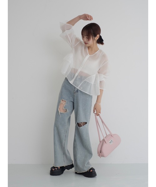 clash bijou denim pants（デニムパンツ）｜jumelle（ジュメロ