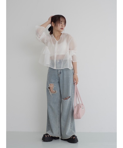 セール】clash bijou denim pants（デニムパンツ）｜jumelle