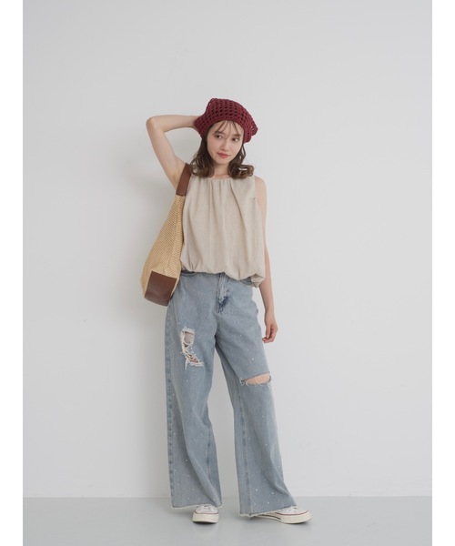 ジュメロ clash bijou denim pants ブルー SALE】clash bijou denim pants ブルー Mサイズ | PANTS | JUMELLE