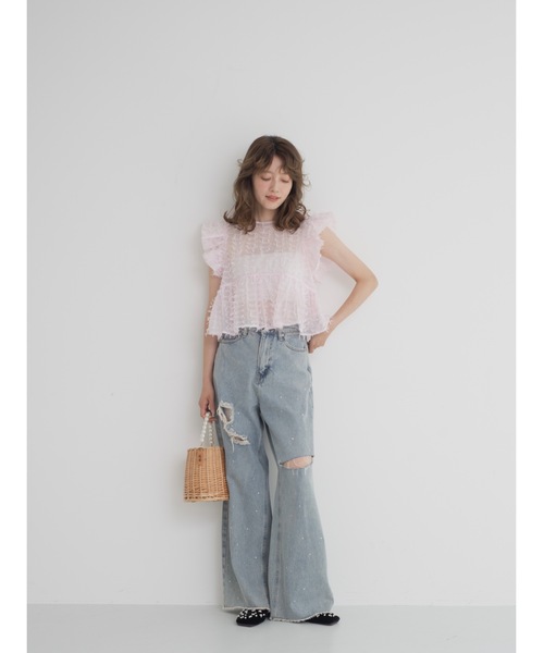 セール】clash bijou denim pants（デニムパンツ）｜jumelle