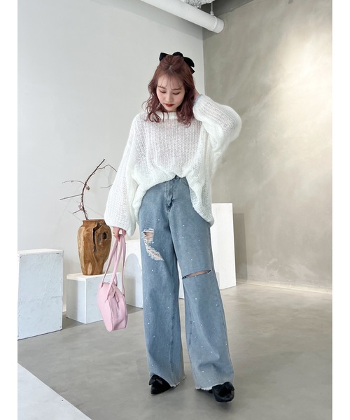 JUMELLE(ジュメロ)の「【盛れる!3サイズ】clash bijou denim pants(デニムパンツ・レディース・ブラック/ブルー・SMALL/MEDIUM/LARGE)」の20枚目の写真