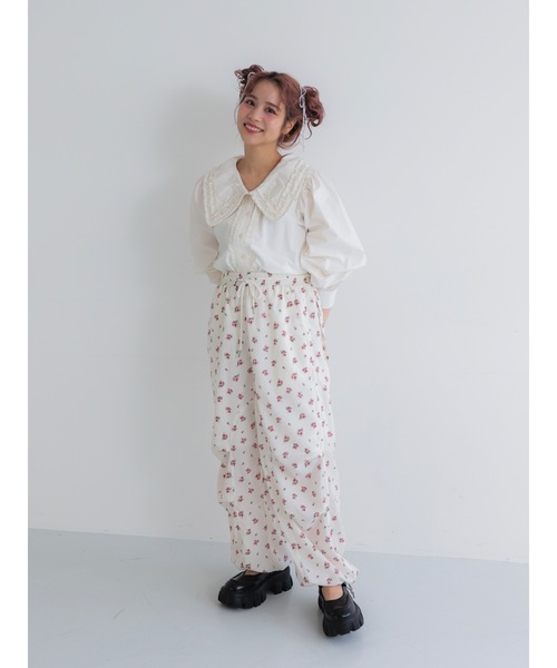美品✨オーガ OHGA FLOWER PANTS Mホワイト フラワーパンツ