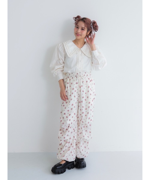 美品✨オーガ OHGA FLOWER PANTS M ホワイト フラワーパンツ
