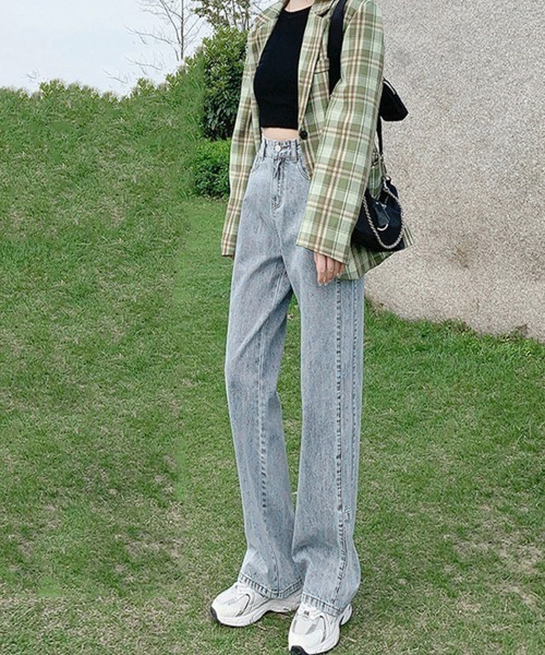 Miniministore(ミニミニストア)の「ストレートデニムパンツ ハイウエスト美脚(デニムパンツ・レディース・サックスブルー/インディゴブルー・L/S/XL/M)」の7枚目の写真