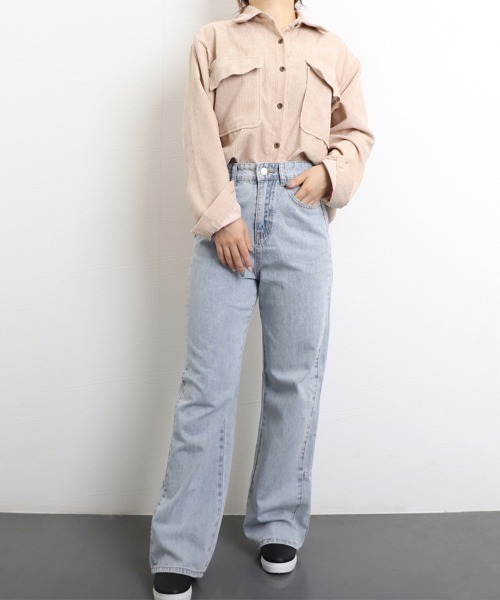 Miniministore(ミニミニストア)の「ストレートデニムパンツ ハイウエスト美脚(デニムパンツ・レディース・サックスブルー/インディゴブルー・L/S/XL/M)」の14枚目の写真