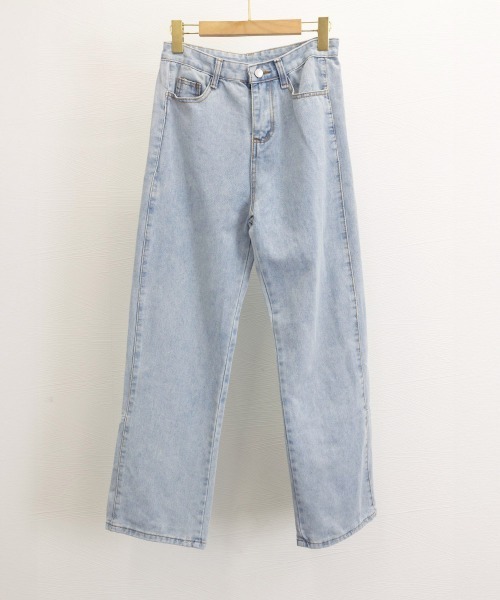 Miniministore(ミニミニストア)の「ストレートデニムパンツ ハイウエスト美脚(デニムパンツ・レディース・サックスブルー/インディゴブルー・L/S/XL/M)」の17枚目の写真
