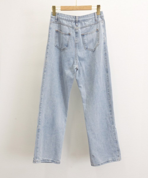 Miniministore(ミニミニストア)の「ストレートデニムパンツ ハイウエスト美脚(デニムパンツ・レディース・サックスブルー/インディゴブルー・L/S/XL/M)」の18枚目の写真