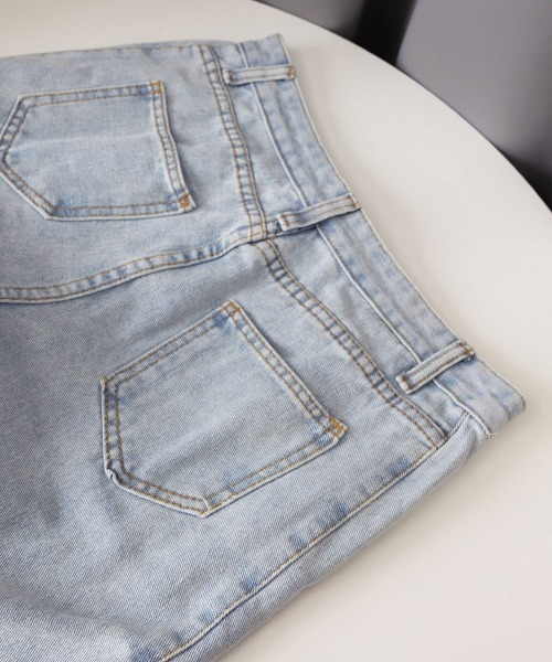 Miniministore(ミニミニストア)の「ストレートデニムパンツ ハイウエスト美脚(デニムパンツ・レディース・サックスブルー/インディゴブルー・L/S/XL/M)」の21枚目の写真