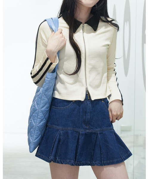 3.3 Field Trip (3.3フィールドトリップ)の「3.3 Field Trip/ラインZIP 2100061(Tシャツ/カットソー・レディース・ブラック/アイボリー・FREE)」の1枚目の写真