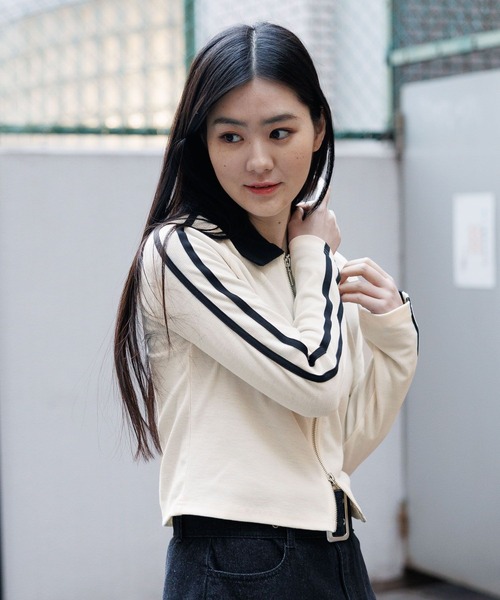 3.3 Field Trip (3.3フィールドトリップ)の「3.3 Field Trip/ラインZIP 2100061(Tシャツ/カットソー・レディース・ブラック/アイボリー・FREE)」の6枚目の写真