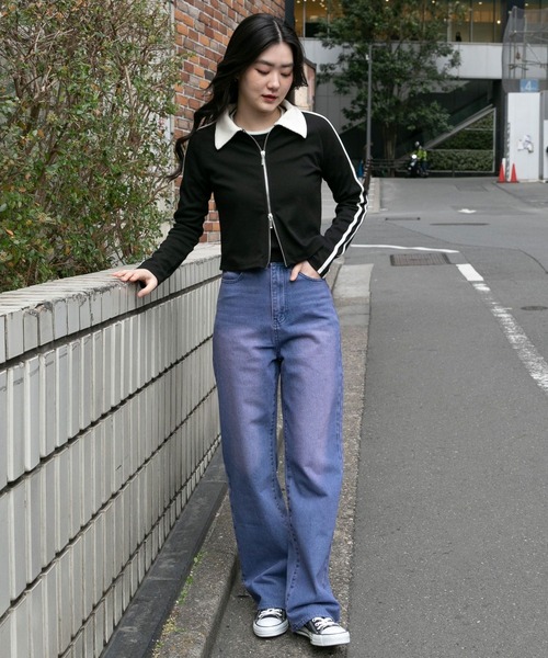 3.3 Field Trip (3.3フィールドトリップ)の「3.3 Field Trip/ラインZIP 2100061(Tシャツ/カットソー・レディース・ブラック/アイボリー・FREE)」の7枚目の写真