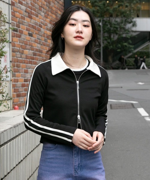 3.3 Field Trip (3.3フィールドトリップ)の「3.3 Field Trip/ラインZIP 2100061(Tシャツ/カットソー・レディース・ブラック/アイボリー・FREE)」の9枚目の写真