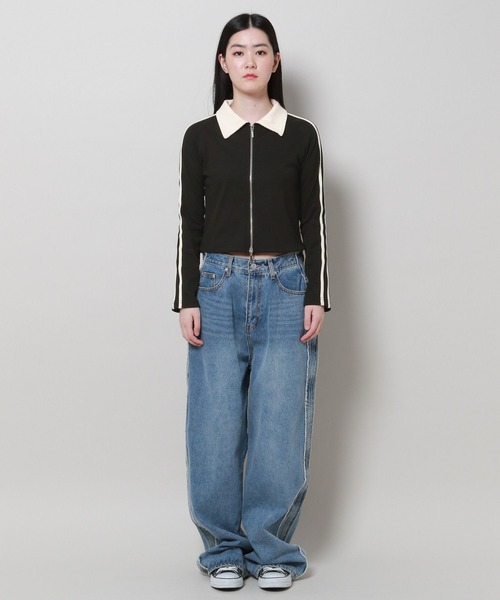 3.3 Field Trip (3.3フィールドトリップ)の「3.3 Field Trip/ラインZIP 2100061(Tシャツ/カットソー・レディース・ブラック/アイボリー・FREE)」の17枚目の写真