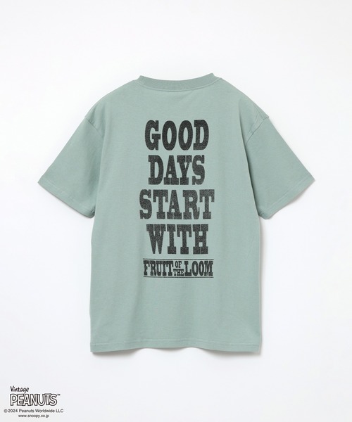 FRUIT OF THE LOOM(フルーツオブザルーム)の「FRUIT OF THE LOOM/フルーツオブザルーム FTL×PEANUTS 表ピーチ起毛T-a(Tシャツ/カットソー・メンズ・アイボリー/サックスブルー・L/M/S)」の8枚目の写真