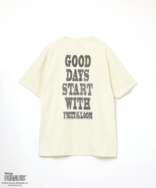 FRUIT OF THE LOOM(フルーツオブザルーム)の「FRUIT OF THE LOOM/フルーツオブザルーム FTL×PEANUTS 表ピーチ起毛T-a(Tシャツ/カットソー・メンズ・アイボリー/サックスブルー・L/M/S)」の3枚目の写真