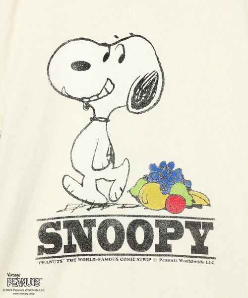 FRUIT OF THE LOOM(フルーツオブザルーム)の「FRUIT OF THE LOOM/フルーツオブザルーム FTL×PEANUTS 表ピーチ起毛T-a(Tシャツ/カットソー・メンズ・アイボリー/サックスブルー・L/M/S)」の4枚目の写真