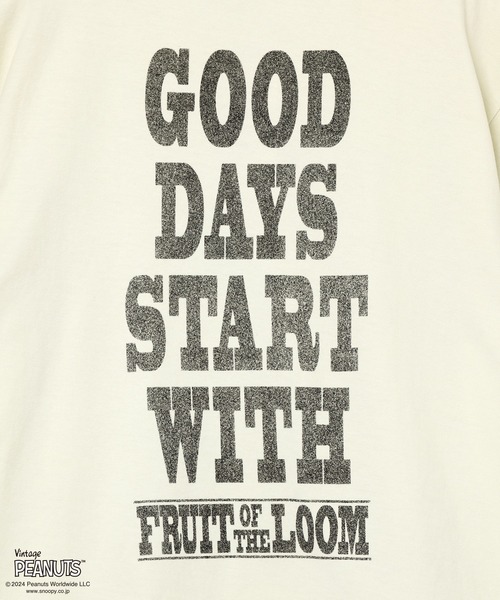 FRUIT OF THE LOOM(フルーツオブザルーム)の「FRUIT OF THE LOOM/フルーツオブザルーム FTL×PEANUTS 表ピーチ起毛T-a(Tシャツ/カットソー・メンズ・アイボリー/サックスブルー・L/M/S)」の6枚目の写真
