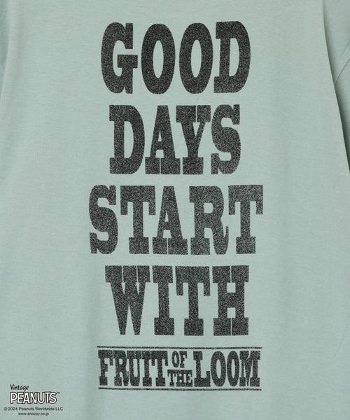 FRUIT OF THE LOOM(フルーツオブザルーム)の「FRUIT OF THE LOOM/フルーツオブザルーム FTL×PEANUTS 表ピーチ起毛T-a(Tシャツ/カットソー・メンズ・アイボリー/サックスブルー・L/M/S)」の11枚目の写真