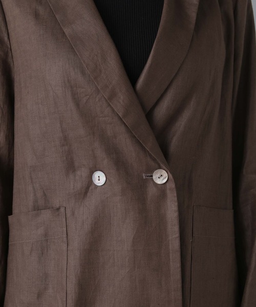 NANO universe（ナノユニバース）の「リネンシアージャケット(セットアップ可)（テーラードジャケット・レディース・オフホワイト/ブラウン/イエロー・S/M）」の10枚目の写真