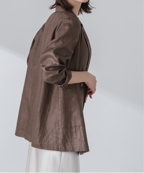 NANO universe（ナノユニバース）の「リネンシアージャケット(セットアップ可)（テーラードジャケット・レディース・オフホワイト/ブラウン/イエロー・S/M）」の17枚目の写真