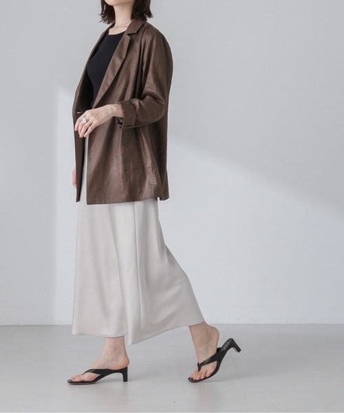 NANO universe（ナノユニバース）の「リネンシアージャケット(セットアップ可)（テーラードジャケット・レディース・オフホワイト/ブラウン/イエロー・S/M）」の19枚目の写真