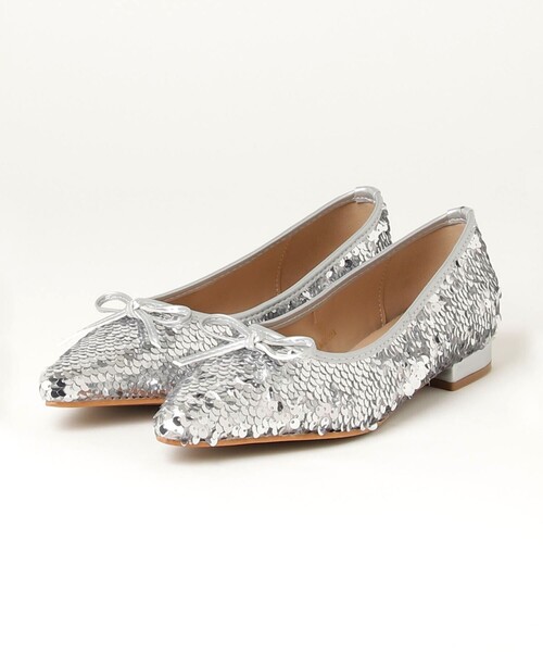 fredy emue（フレディエミュ）の「スパンコールポイントトゥフラットシューズ（バレエシューズ・レディース・シルバー/ブラック・S/M/L）」の9枚目の写真
