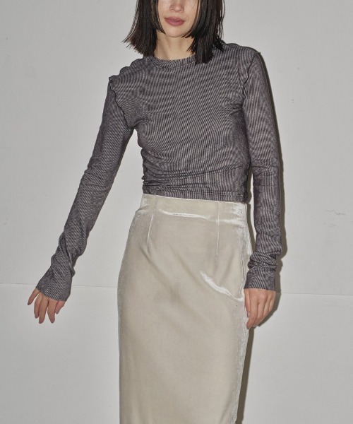 TODAYFUL◆Compact Rib Tops/袖カットソー/FREE/コットン/GRY/12420608 TODAYFUL（トゥデイフル）の「TODAYFUL Compact Rib Tops