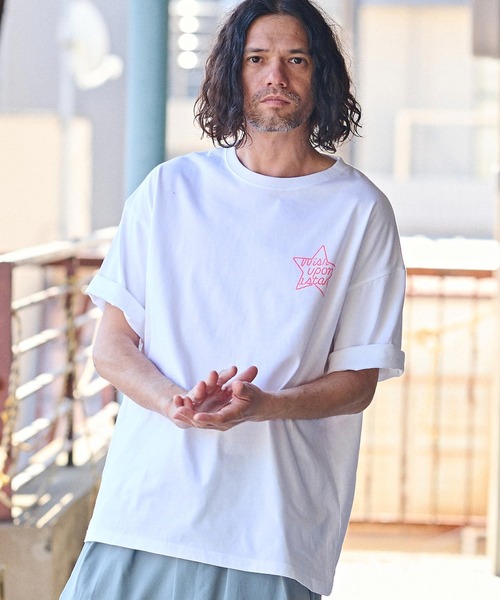 CAMBIO(カンビオ)の「mt8929- ビッグシルエットプリントT(NEONスター)(Tシャツ/カットソー・メンズ・ブラック/ホワイト/ネイビー・S/M/L/XL)」の6枚目の写真