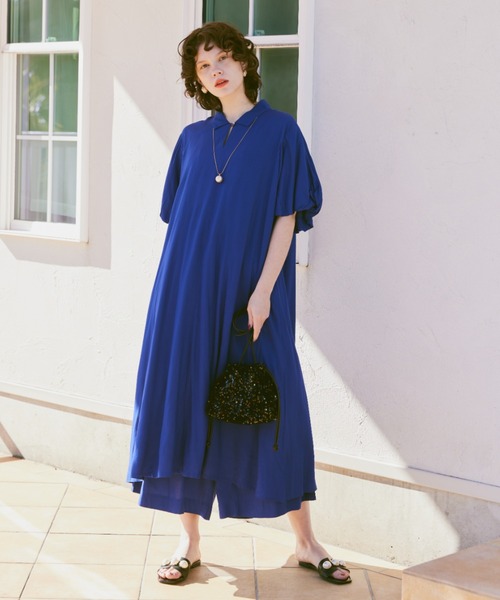 レーヨンバルーンスリーブワンピース（ワンピース）｜manana suerte