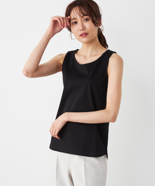 A/C DESIGN BY ALPHA CUBIC(エーシーデザインバイアルファキュービック)の「【接触冷感】スムースタンクトップ(Tシャツ/カットソー・レディース・ブラック/ライトグレー/オフホワイト・M/L/LL)」の3枚目の写真