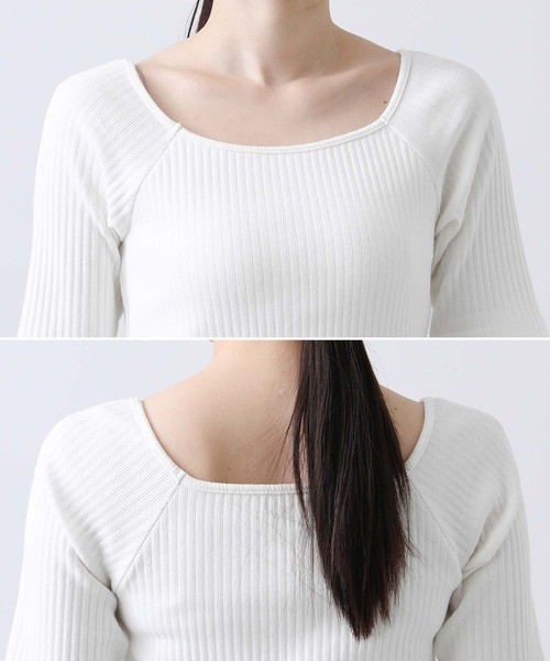 CLOCHE（クロシェ）の「カップ付きスクエアテレコカットソー（Tシャツ/カットソー・レディース・ブラック/オフホワイト・FREE）」の22枚目の写真